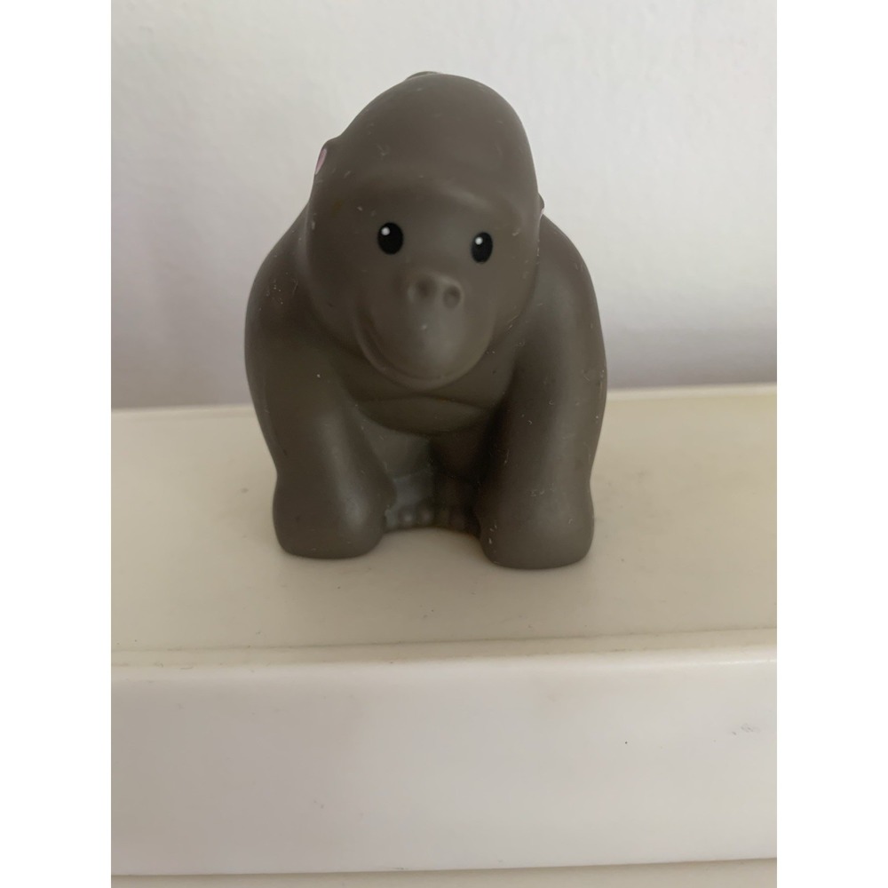 Fisher-Price Mattel Little People Gray Gorilla w/Baby Gorilla 2008 USED